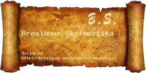 Breslauer Skolasztika névjegykártya
